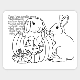 Bunny Nursery Rhyme Series-Peter, Peter, Pumpkin Eater b&w Sticker